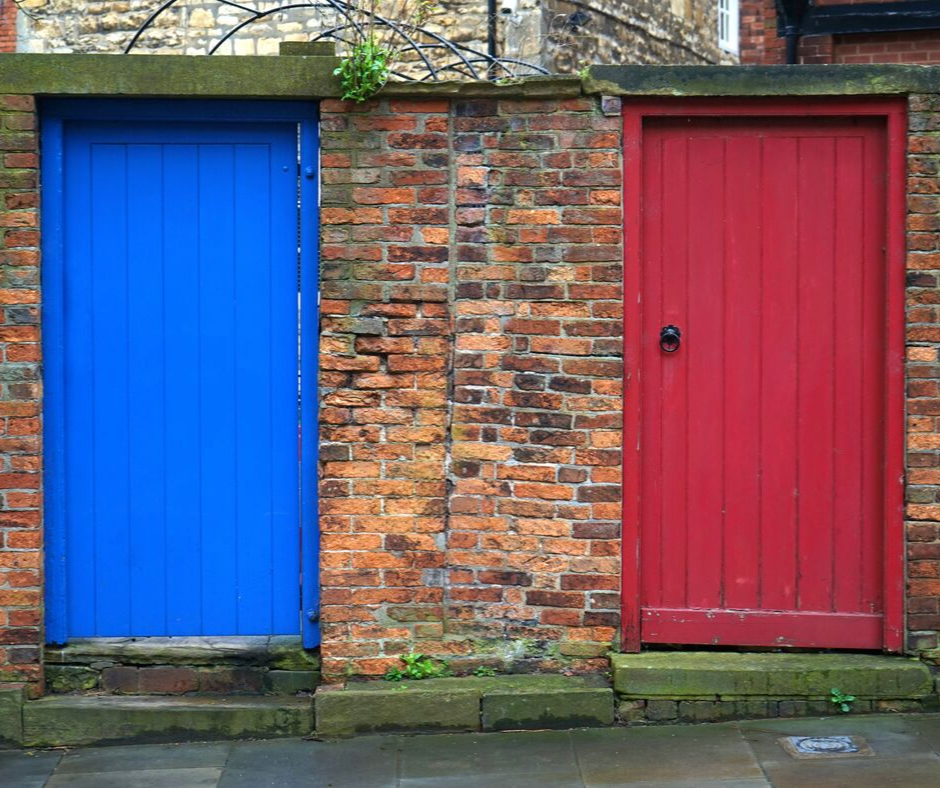 two doors, red and blue - unbalanced