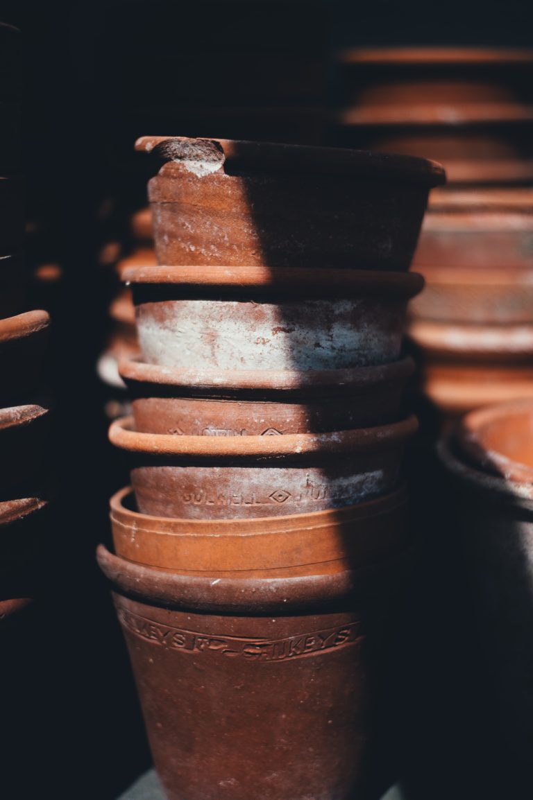 brown stack clay pot